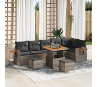 ZQQLVOO Set di 6 posti per esterni, grigio con cuscino di lusso, in polyrattan, resistente alle intemperie, con telaio in acciaio, per terrazza, giardino, balcone, con imbottitura inclusa