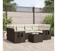ZQQLVOO Set di 7 divani da giardino con cuscini, in polyrattan, colore | Design modulare, tavolo in vetro, ripiani pieghevoli con molle a gas, cuscini imbottiti spessi