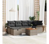 ZQQLVOO Set di 7 divani da giardino con cuscini, in polyrattan grigio, set di mobili modulari per esterni con morbidi cuscini per balcone e terrazza, tessuto a mano stabile, configurazione versatile