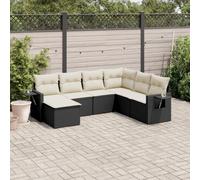 ZQQLVOO Set di 7 divani da giardino con cuscini in polyrattan nero | Design modulare, rivestimenti rimovibili e lavabili, ripiani pieghevoli con molle a gas, resistenti alle intemperie