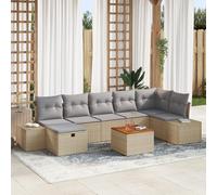ZQQLVOO Set di 8 divani da giardino con cuscini beige, in polyrattan, mobili da esterni resistenti alle intemperie, per terrazza e balcone. Questo elegante e pratico set da giardino da 8 pezzi