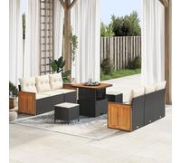 ZQQLVOO Set di 9 divani da giardino in polyrattan con cuscini bianco panna, nero, modulare e resistenti ai raggi UV, per esterni, comodo gruppo di posti a sedere fino a sei persone