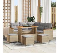 ZQQLVOO Set di 9 divani da giardino in rattan, per esterni, modulari, con cuscino grigio chiaro, resistente ai raggi UV e alle intemperie, per balconi, salone, moderno polyrattan