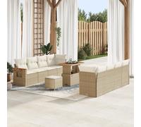 ZQQLVOO Set di divani da giardino beige in rattan sintetico con design modulare, resistente alle intemperie e confortevole per terrazza o balcone, con cuscini morbidi per 4 persone.