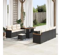 ZQQLVOO Set di divani da giardino da 10 pezzi con cuscini neri in polyrattan, mobili da esterni resistenti alle intemperie, per terrazze e balconi. Questo elegante e funzionale set da giardino da 10
