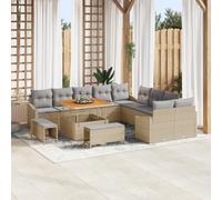ZQQLVOO Set di divani da giardino da 13 pezzi con cuscini beige, mobili da esterno in polyrattan con protezione UV e configurazione modulare per terrazza e balcone, inclusi cuscini di facile
