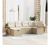 ZQQLVOO Set di divani da giardino da 6 pezzi con cuscini beige, in polyrattan, design modulare e resistente alle intemperie per terrazza e balcone. Questo set di divani da giardino da 6 pezzi combina