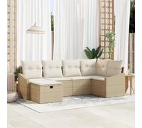 ZQQLVOO Set di divani da giardino da 6 pezzi con cuscini, in polyrattan beige, per 6 persone, divano da esterno in polyrattan con spazio e design resistente alle intemperie. Questo set di divani da