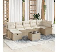 ZQQLVOO Set di divani da giardino da 8 pezzi con cuscini, in polyrattan, modulare per un massimo di cinque persone, resistente alle intemperie, tessuto a mano, con braccioli imbottiti