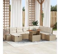 ZQQLVOO Set di divani da giardino da 9 pezzi con cuscini, in polyrattan, resistente alle intemperie, con spazio nascosto per terrazza e giardino