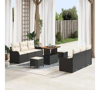 ZQQLVOO Set di divani da giardino da 9 pezzi con cuscino, in rattan sintetico e acacia, design modulare, resistente alle intemperie e durevole. Questo set di divani da giardino da 9 pezzi combina