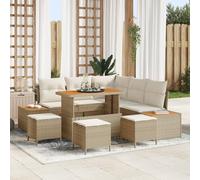 ZQQLVOO Set di divani da giardino in rattan intrecciato a mano con cuscino bianco panna, resistente alle intemperie e modulare per terrazza, balcone o giardino