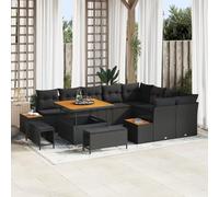 ZQQLVOO Set di divani modulari per esterni, colore nero, con effetto tessitura, set di mobili da giardino flessibile in rattan sintetico, resistente alle intemperie, con piedini regolabili e cuscini