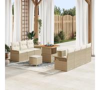 ZQQLVOO Set di divani modulari per esterni, in rattan resistente alle intemperie, con cuscino beige e crema per balcone, terrazza, giardino, salone