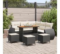 ZQQLVOO Set di mobili da giardino da 9 pezzi con cuscini, in polyrattan, per balcone, terrazza, resistente ai raggi UV, con coperture resistenti alle intemperie, struttura modulare
