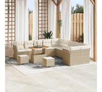 ZQQLVOO Set di mobili da giardino in polyrattan con 5 posti a sedere beige divano esterno con cuscino color crema per terrazzo, balcone e giardino