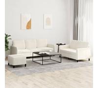 ZQQLVOO Set divano 3 pezzi in velluto crema con sgabello versatile e struttura robusta per soggiorno Questo set divano offre un ottimo posto per chiacchierare, leggere,