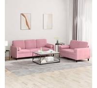 ZQQLVOO Set divano da 2 pezzi con cuscino in velluto rosa, divano in morbido velluto con struttura robusta, comoda imbottitura per il massimo comfort di seduta, design robusto in metallo e compensato,