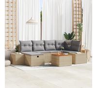ZQQLVOO Set divano da giardino da 7 pezzi con cuscini beige e grigio in polyrattan, set divano angolare con spazio per fino a sei persone, mobili da esterni resistenti alle intemperie per terrazza