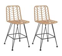 ZQQLVOO Sgabello da bar 2 pz. 45x56x103,5 cm PE rattan e acciaio | Con schienale, resistente ai raggi UV, tappi per i piedi, massimo 110 kg, per terrazza e balcone
