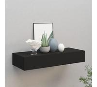 ZQQLVOO Sospese mensole decorative Mensole Arredo Salotto Scaffale con Cassetti da Parete Nero 60x23,5x10 cm in MDF per camera da letto, soggiorno, cucina, ufficio a casa, lavanderia