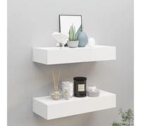 ZQQLVOO Sospese mensole decorative Mensole Arredo Salotto Scaffali con Cassetti da Parete 2 pz Bianco 60x23,5x10 cm MDF per camera da letto, soggiorno, cucina, ufficio a casa, lavanderia