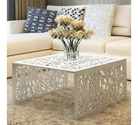 ZQQLVOO Tavolino da caffè in argento, motivo geometrico forato, in alluminio, per divano, tavolino da caffè e laptop, divano per soggiorno, tavolino da letto per camera da letto