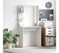 ZQQLVOO Tavolino da computer in legno bianco con ripiani integrati e design salvaspazio per l'ufficio domestico e lo studio - Scrivania moderna con molto spazio