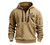 ZQURVO Felpe con Cappuccio da Uomo per Monster Hunter, Felpe con Cappuccio Sportive con Mezza Zip, Giacche Invernali Calde, Felpa con Cappuccio a Maniche Lunghe, Moda Casual, Palestra,Brown-x_l