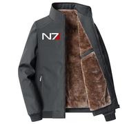 ZQURVO Giacche invernali in pile da uomo per Mass Effect N7, giacche leggere, calde, antivento, con cerniera completa, collo alto, cappotto soffice con tasche cerniera viaggi all'aperto,Grey-3x_l
