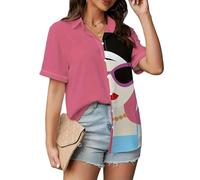 ZQUZEMS Camicia Hawaiana da Donna Camicia A Singolo Petto Stampato per La Spiaggia Casual da Donna in Stile Hawaiano