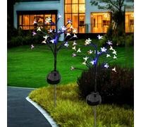 ZQX Lampade solari per giardino e terrazza, set da 2 pezzi, rami di ciliegia a 16 LED con effetto albero realistico, decorazione solare da giardino per esterni, dal balcone al patio