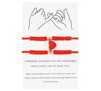 Zqxnt 2 braccialetti con nodo cinese per coppie, per fidanzato, fidanzata, lui e per lei, relazioni a lunga distanza, idea regalo per coppie, Metallo, lega