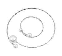 Zqxnt 2 pz/set Bella Elegante Simulato-Pearl Aperto Girocollo Collana E Set Sorpresa Regolabile Fidanzata Collane Di Perle Set Per Gli Uomini Delle Donne Gioielli Di Moda