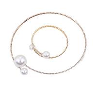 Zqxnt 2 pz/set Bella Elegante Simulato-Pearl Aperto Girocollo Collana E Set Sorpresa Regolabile Fidanzata Collane Di Perle Set Per Gli Uomini Delle Donne Gioielli Di Moda
