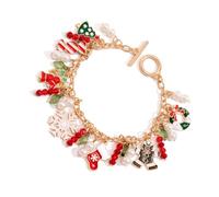 Zqxnt Braccialetti di Natale Fiocco di Neve Braccialetti Colorati Di Natale Con Albero Festivo E Campane Disegni Per Incontri Gioielli Catena Da
