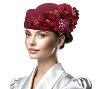 Zqxnt Cappello a cupola vintage con fiore 3D per cocktail party bombetta floreale anni '20 copricapo da donna Derby, Porpora, Taglia unica