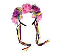 Zqxnt Cerchietto per capelli floreale con nappe a forma di fiore, per spettacoli dal vivo, carnevale, accessori fatti a mano in tessuto per feste