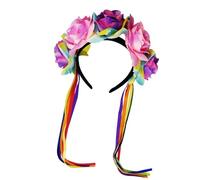 Zqxnt Cerchietto per capelli floreale con nappe a forma di fiore, per spettacoli dal vivo, carnevale, accessori fatti a mano in tessuto per feste