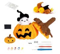 Zqxnt Set di accessori per lavori a maglia per Halloween, set per principianti per bambini e adulti, con istruzioni video tutorial passo-passo, decorazione fatta a mano