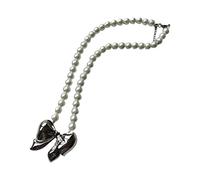 Zqxnt Temperamento Metallo Dolce Bowknot Ciondolo Collane Per Le Donne Anniversario Moda Vintage Pearl Catene Girocollo Gioielli Simulato Collana Catena Di Perle Per Ragazze