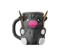 ZQXYXFUS Porta gelato a forma di mucca delle Highlands 2025, porta pinta per gelato a forma di mucca, custodia per lattine di birra, con manico antigelo e due cucchiai(Gray)