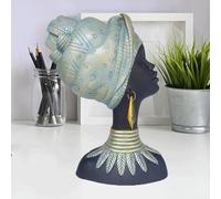 ZQXYXFUS Statua artistica - Statuas di donna africana, ornamento estetico, statua, busto di donna, statuetta per camera da letto, libreria, decorazione, regalo di inaugurazione della casa, oro(Gray)