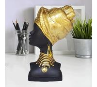 ZQXYXFUS Statua artistica - Statuas di donna africana, ornamento estetico, statua, busto di donna, statuetta per camera da letto, libreria, decorazione, regalo di inaugurazione della casa, oro(Gold)