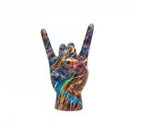 ZQXYXFUS Statua d'arte - Sculture di mani in graffiti moderni, statue decorative con gesti di pace e segni su roccia(2)