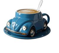 ZQXYXFUS Tasse a café en forme de scarabée, tasse a café en céramique faite à la main, tasse a thé fantasia, decorazione dell'ufficio, tasse a café en forme de voiture pour les fans de voitures(Blue)