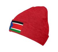 ZQYTGFDC Bandiera del Sud Sudan Beanie per uomo donna caldo inverno nero maglia polsino berretto morbido caldo cappelli da sci unisex, Rosso, Taglia unica