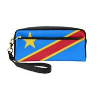 ZQYTGFDC Bandiera dell'Ucraina borsa di immagazzinaggio del trucco portatile del cuoio della borsa estetica della matita per le donne, sacchetto di trucco, Bandiera del Congo, taglia unica