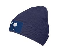 ZQYTGFDC Berretto con bandiera della Carolina del Sud per uomo e donna, caldo inverno nero lavorato a maglia con risvolto berretto morbido caldo cappelli da sci unisex, blu navy, Taglia unica