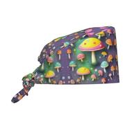 ZQYTGFDC Berretto da lavoro con scoiattolo con fascia tergisudore, per donne e uomini, cappello da lavoro regolabile per la pulizia, cappelli chirurgici da infermiere, Fungo Sogno Colorato, Taglia